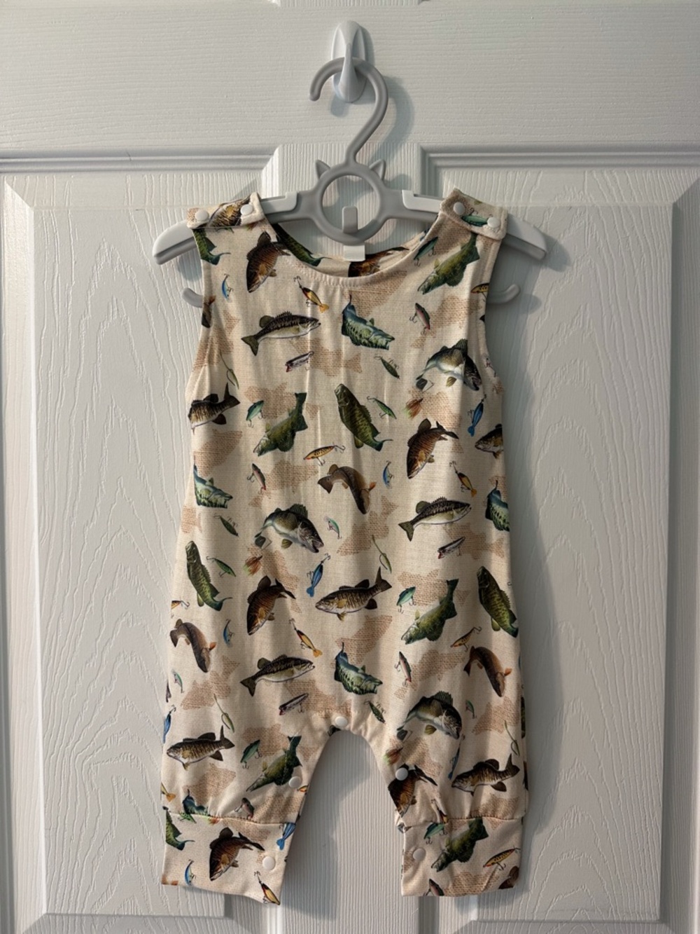 Baby Fish Print Romper 12–18M Boutique Style Sleeveless Snap Outfit